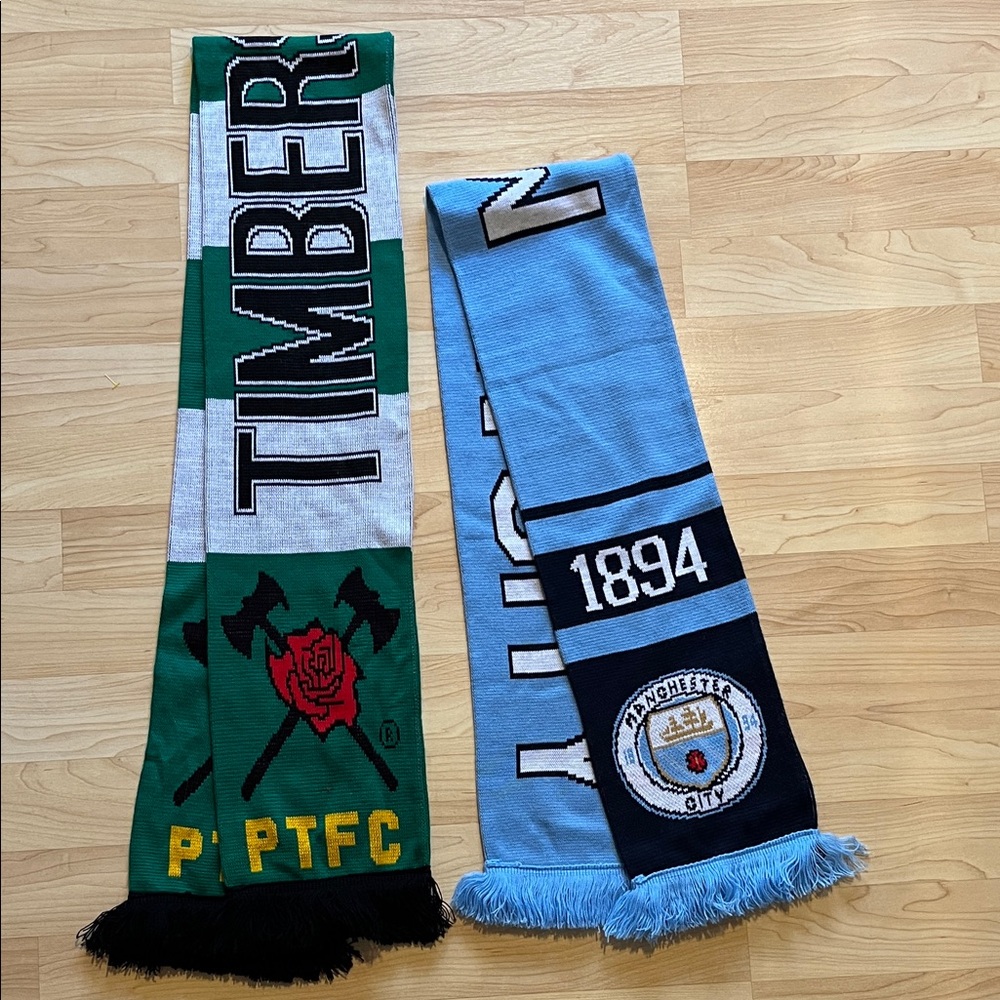 Portland Timbers Army No Pity & Manchester City 1894 Scarf Soccer Bundle